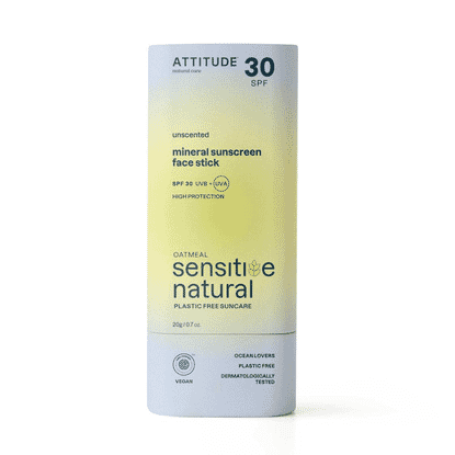 30 SPF Unscented Mineral Sunscreen Face Stick - Oatmeal Sensitive Natural 20g