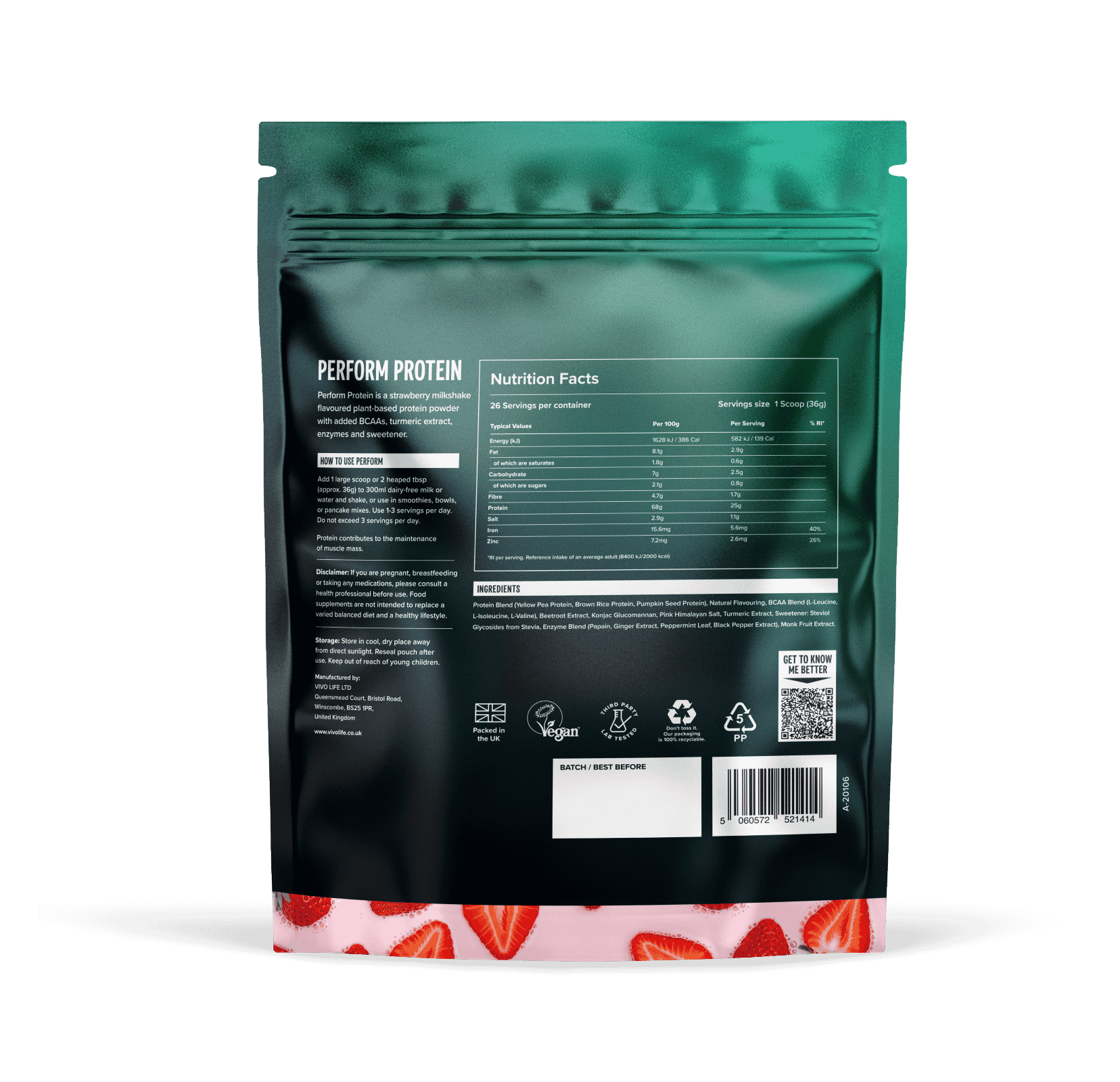 Perform Plant Protein Strawberry Milkshake 936g