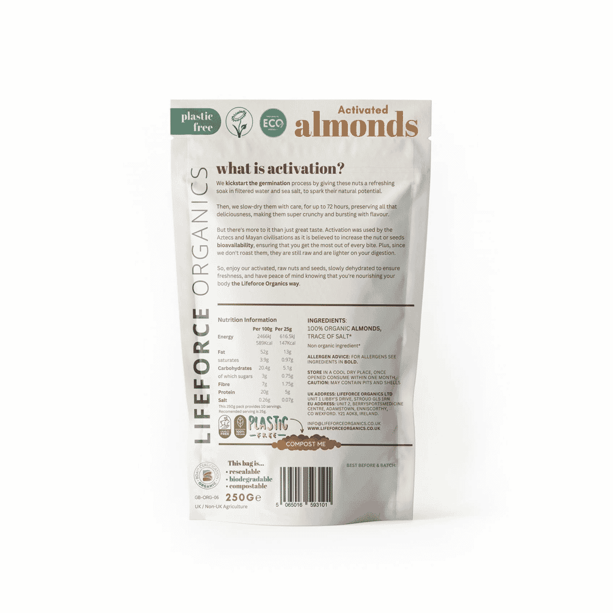 Activated Almonds 250g SINGLE