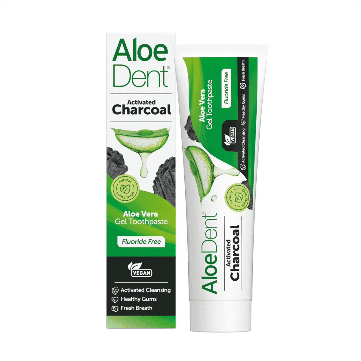 Activated Charcoal Aloe Vera Gel Toothpaste Fluoride Free 100ml