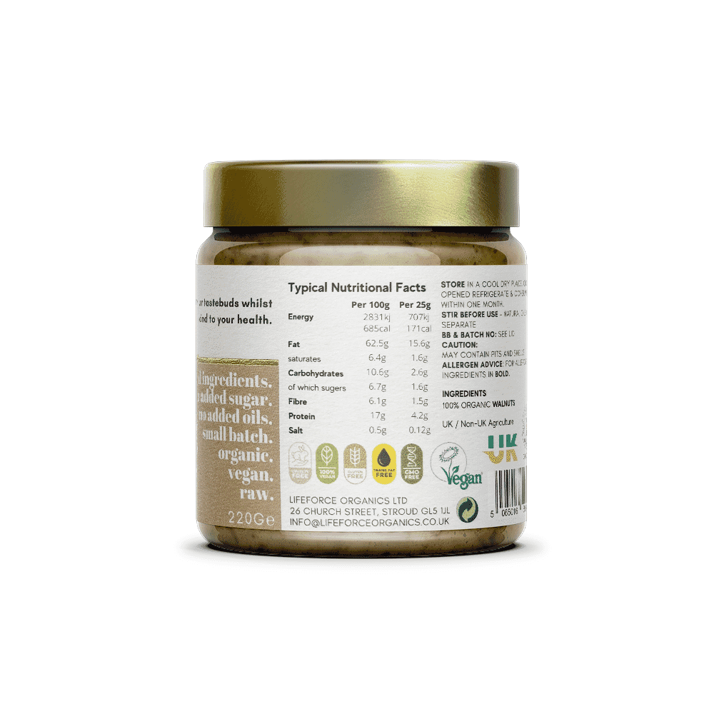 Activated Crunchy Walnut Butter 220g SINGLE