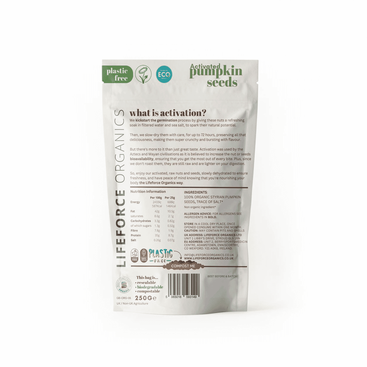 Activated Pumpkin Seeds 250g SINGLE