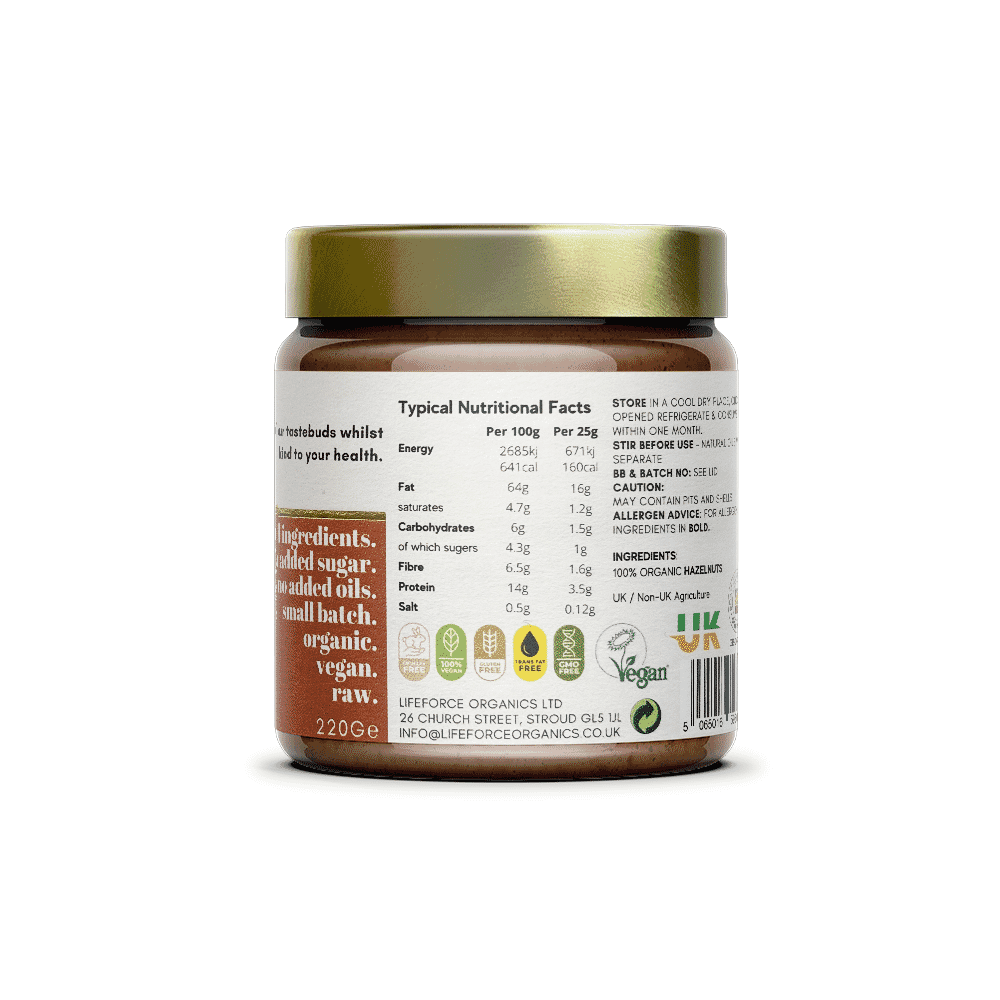 Activated Smooth Hazelnut Butter 220g SINGLE