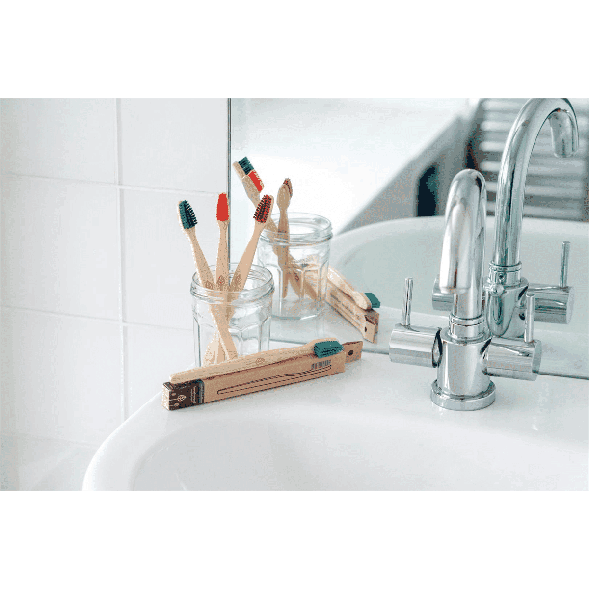 Adult Medium Beechwood Toothbrush Red