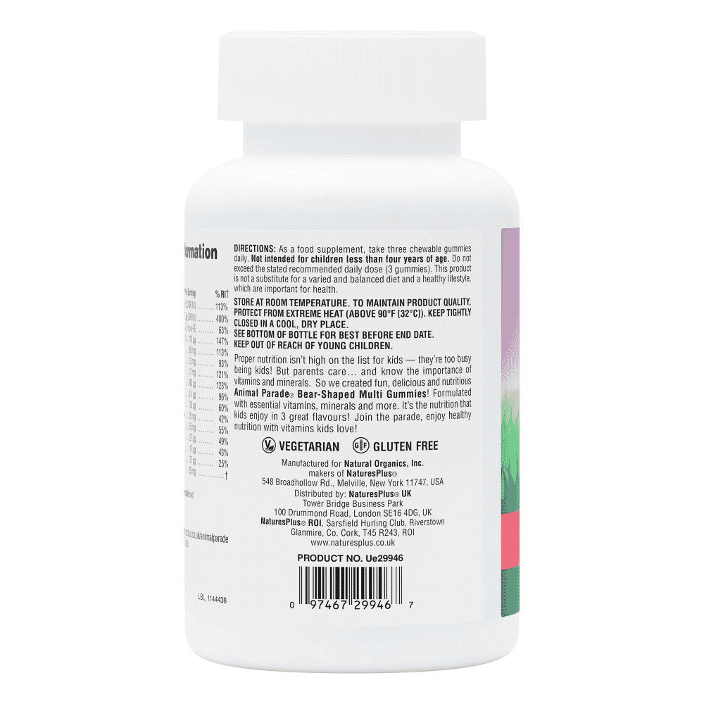 Animal Parade Multivitamin Gummies Cherry, Grape & Orange Flavours 90s