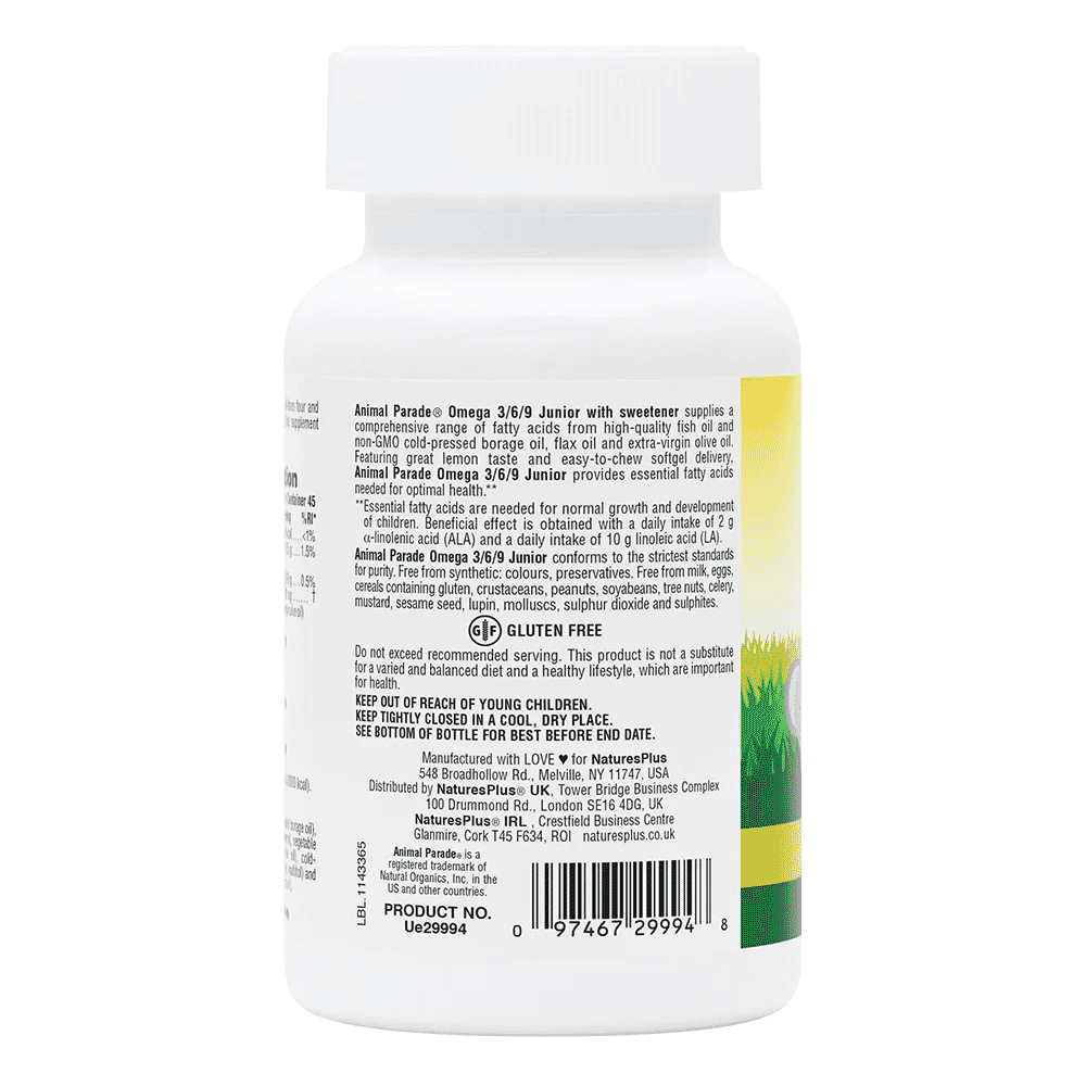 Animal Parade Omega 3/6/9 Junior Natural Lemon Flavour 90s