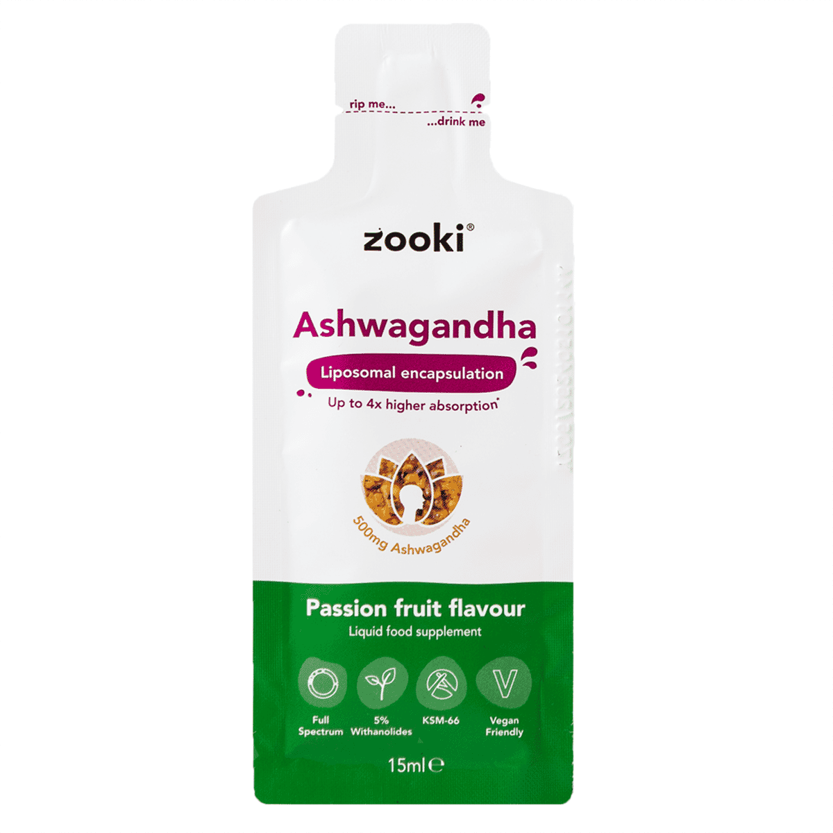 Ashwagandha Liquid Sachet Passion Fruit Flavour 15ml SINGLE