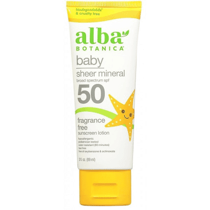 Baby Sheer Mineral SPF50 Fragrance Free Sunscreen Lotion 89ml