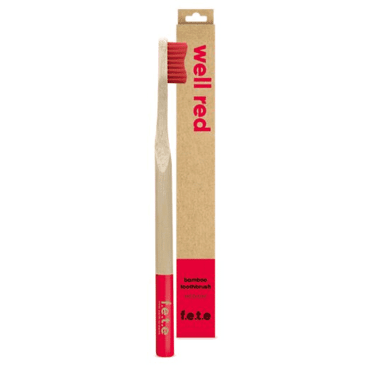 Bamboo Toothbrush Medium Bristles - Well Red (single)