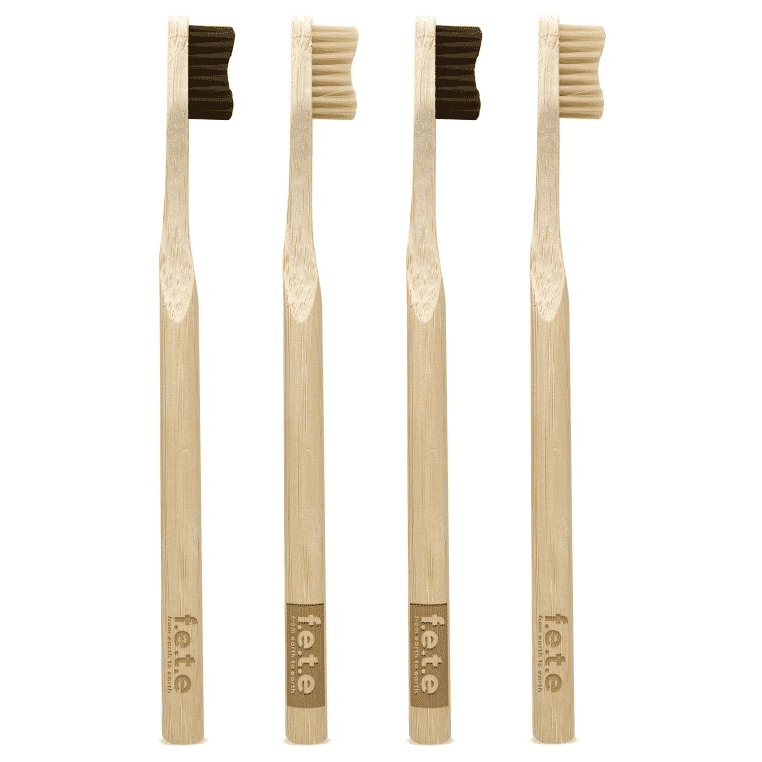 Bamboo Toothbrushes Purely Natural Set of 4 Medium Bristles