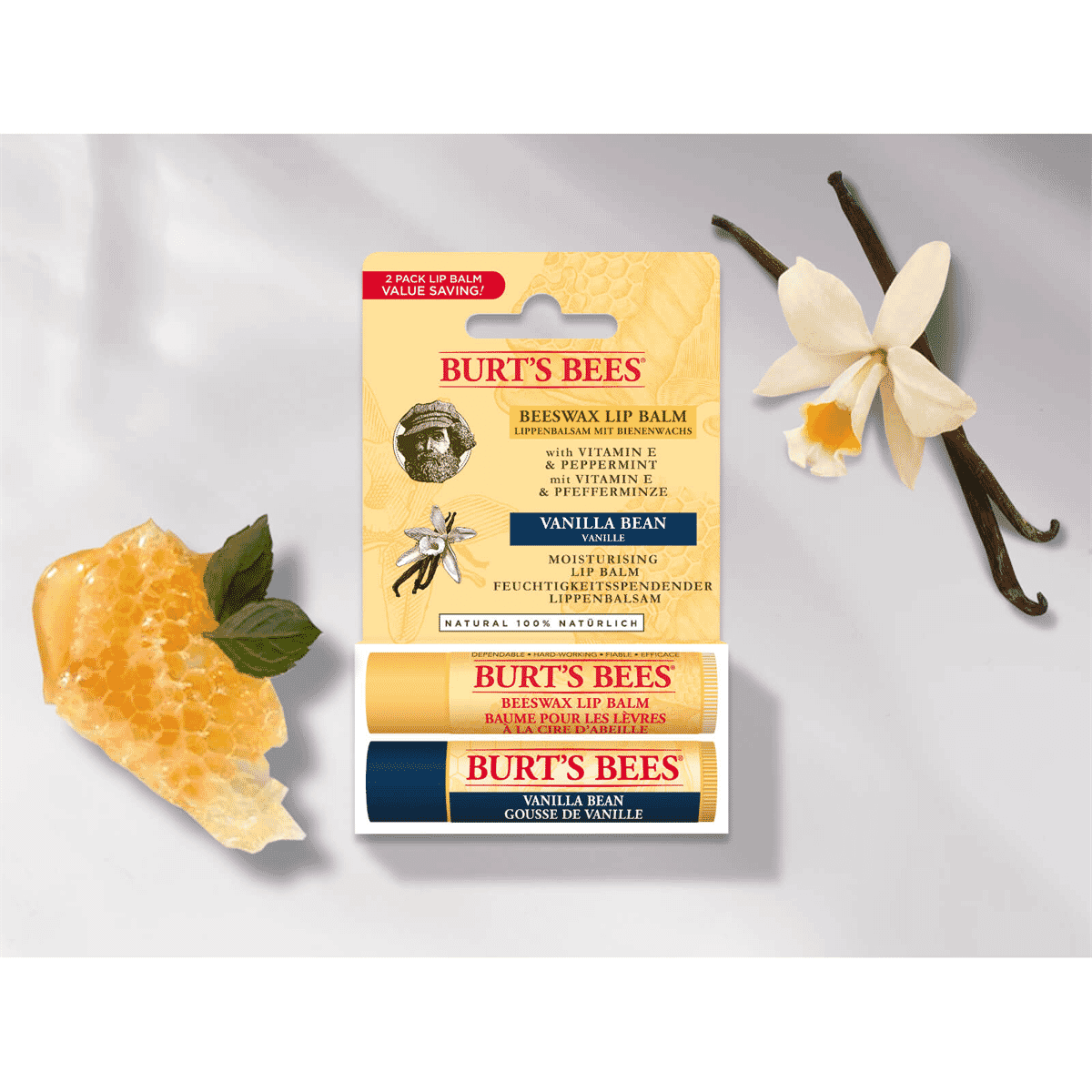 Beeswax & Vanilla Bean Lip Balm 2 Pack