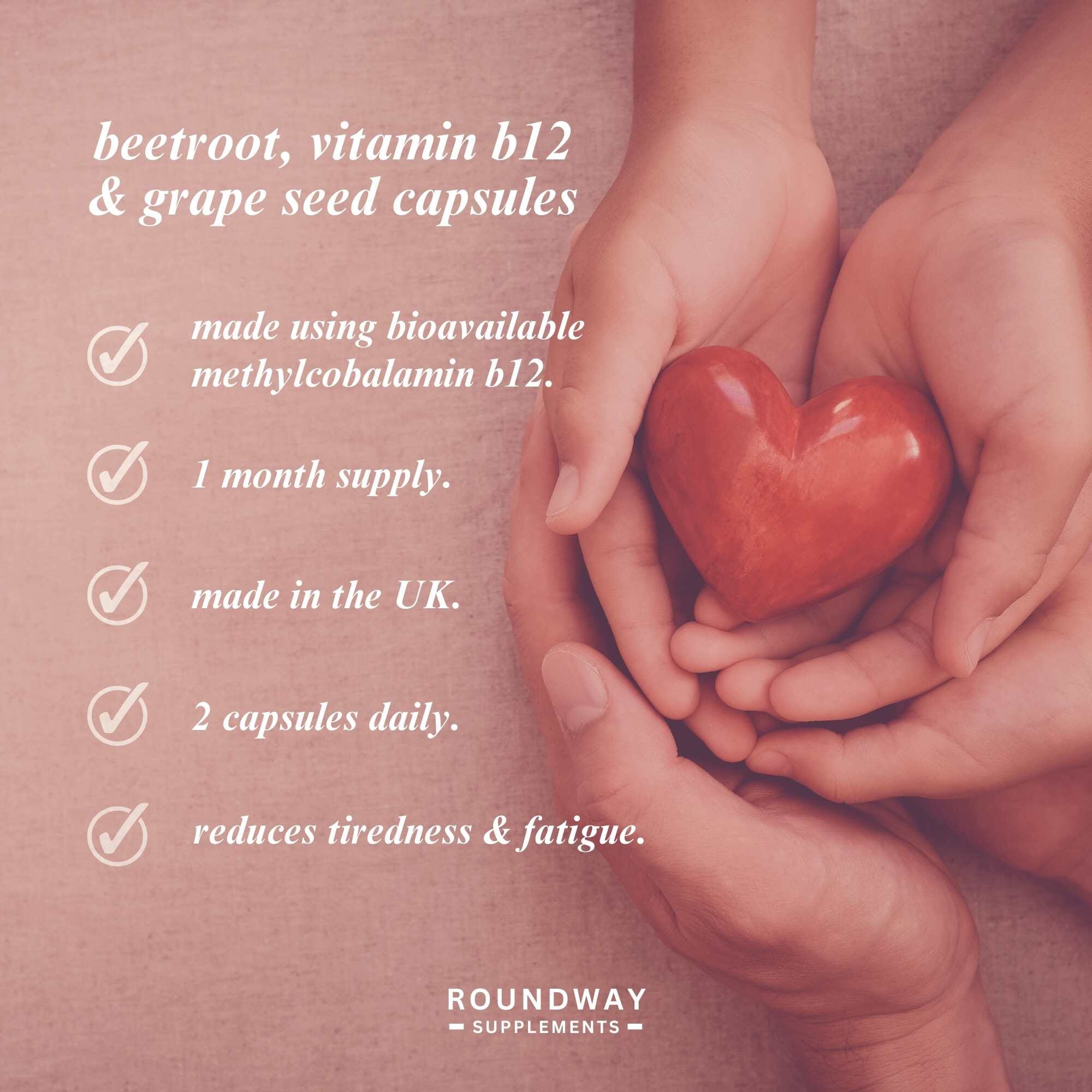 Beetroot, Vitamin B12 & Grape Seed Capsules 60s