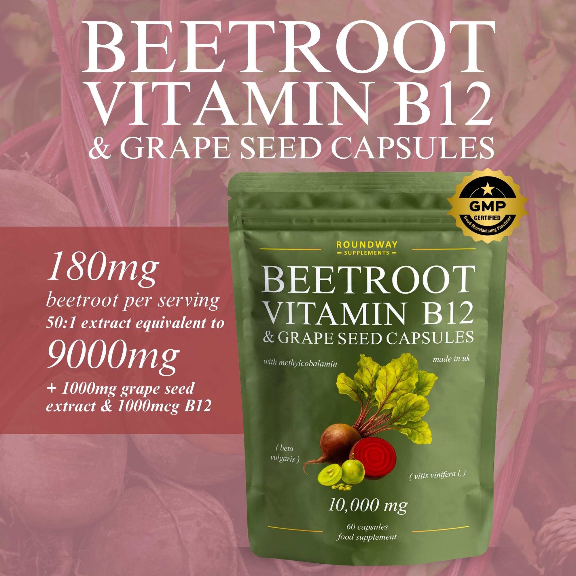 Beetroot, Vitamin B12 & Grape Seed Capsules 60s