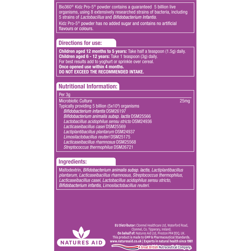 Bio360 Kidz Pro-5 (Daily Microbiotic) 90g