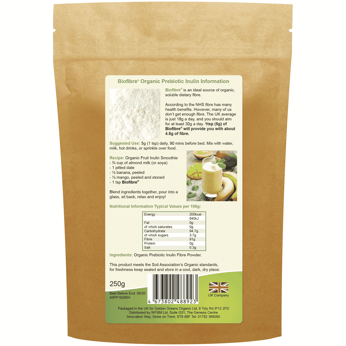 Biofibre Organic Prebiotic Inulin 250g