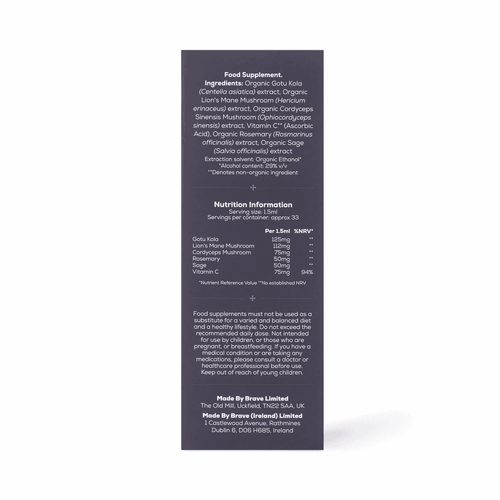 Brave Clarity Sulis Organic Mushroom Tincture 50ml