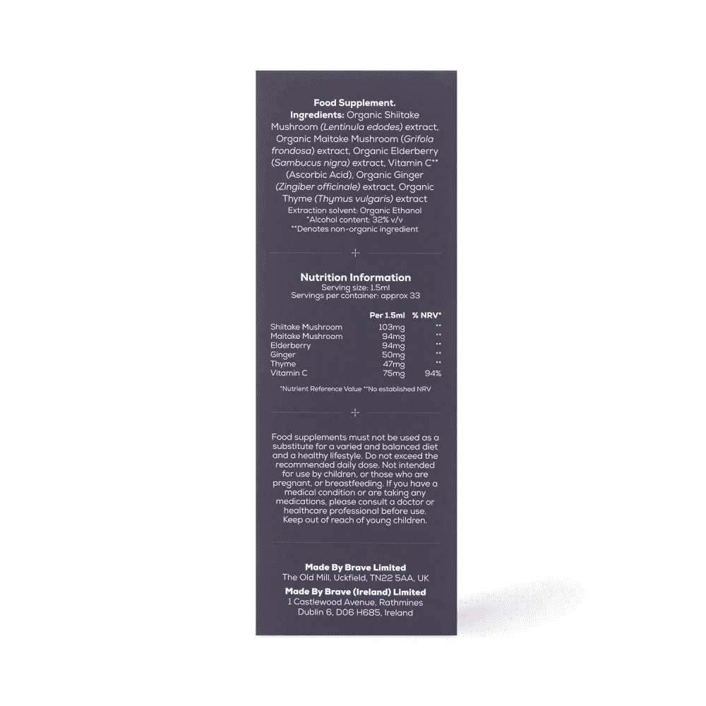 Brave Immunity Selene Organic Mushroom Tincture 50ml
