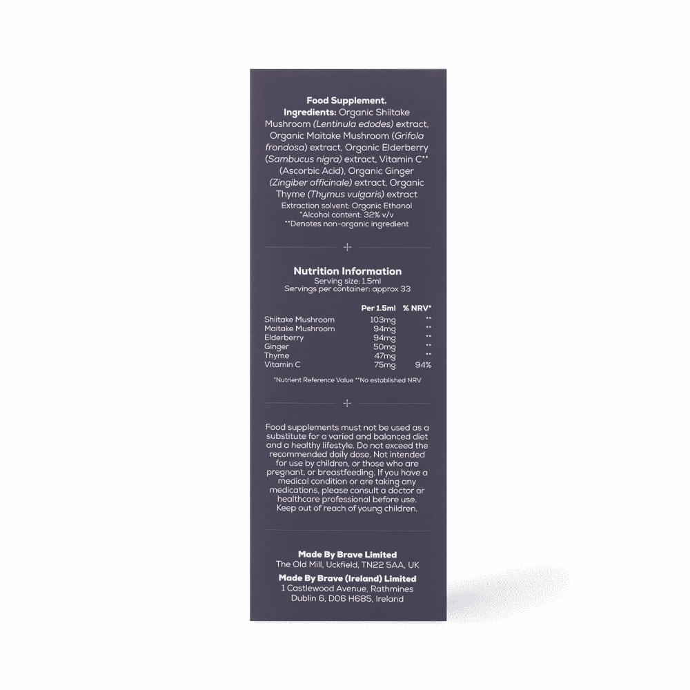 Brave Immunity Selene Organic Mushroom Tincture 50ml