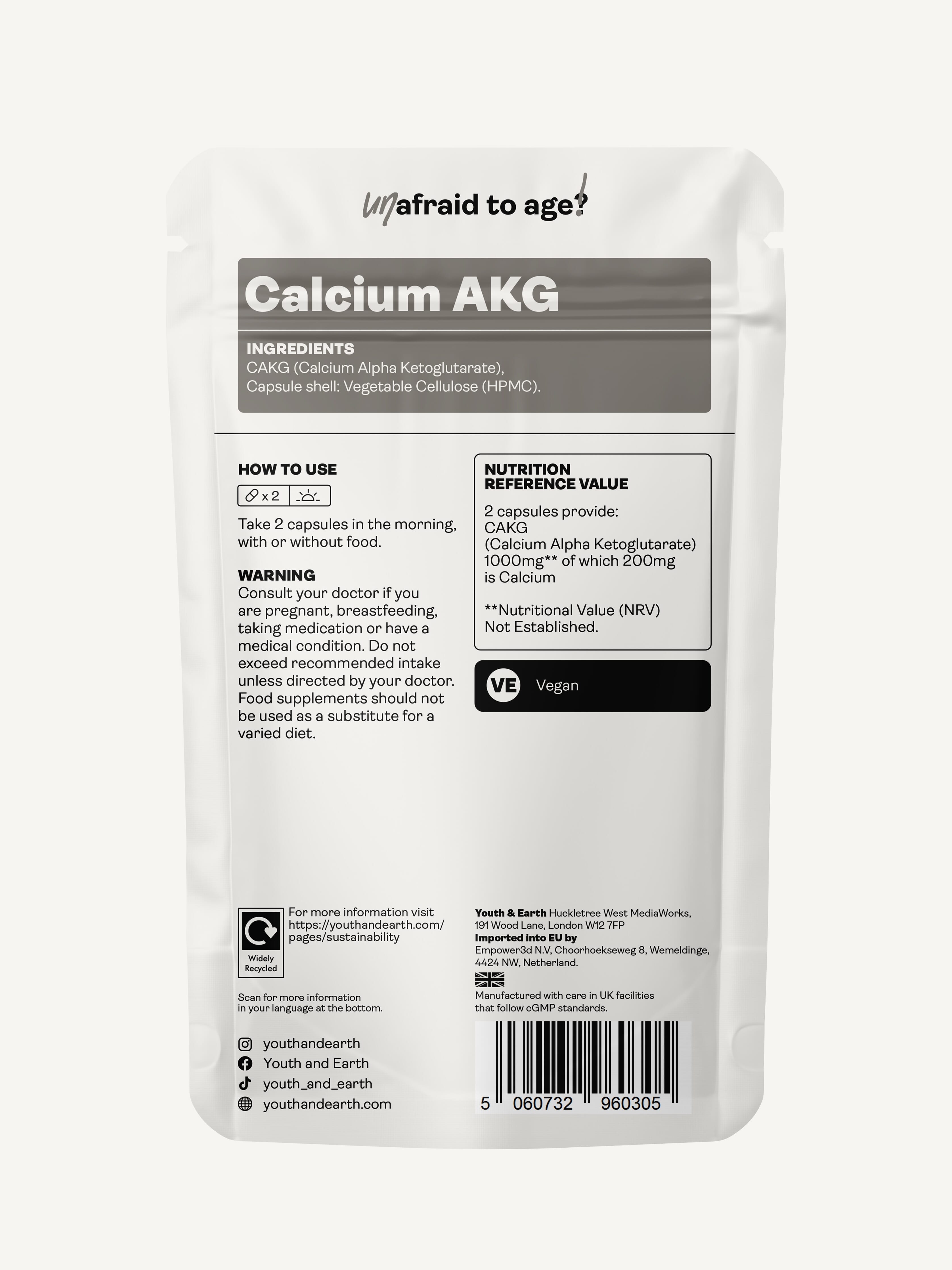 Calcium AKG Calcium Alpha Keto-Glutarate 60s