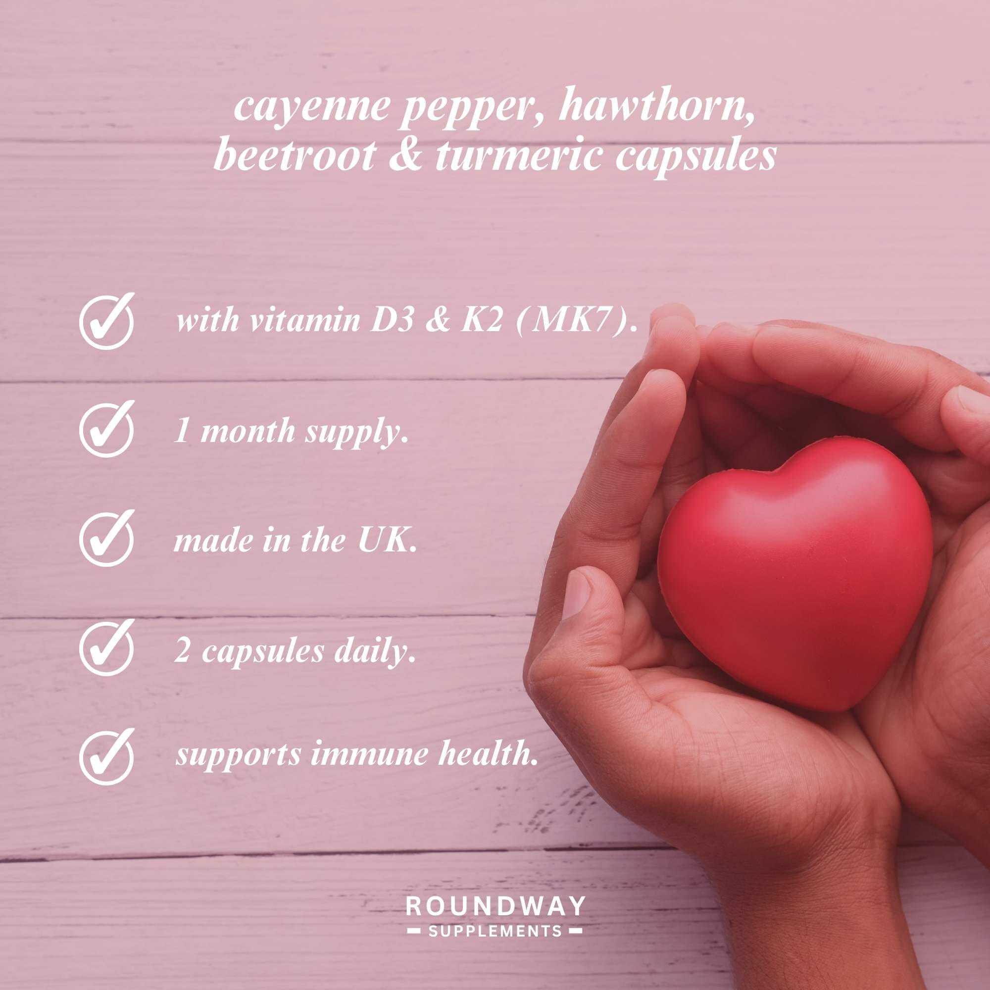 Cayenne Pepper, Hawthorn, Beetroot & Turmeric Capsules 60s