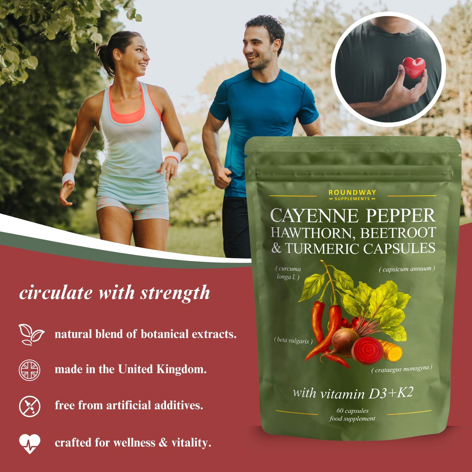 Cayenne Pepper, Hawthorn, Beetroot & Turmeric Capsules 60s