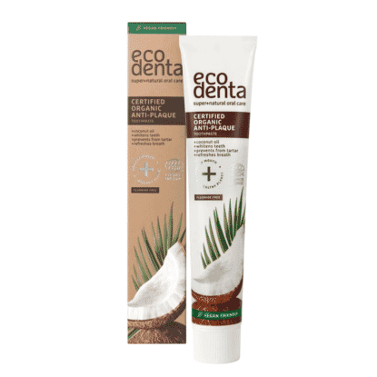 Certified Organic Anti-Plaque Toothpaste Coconut Oil Fluoride Free 75ml