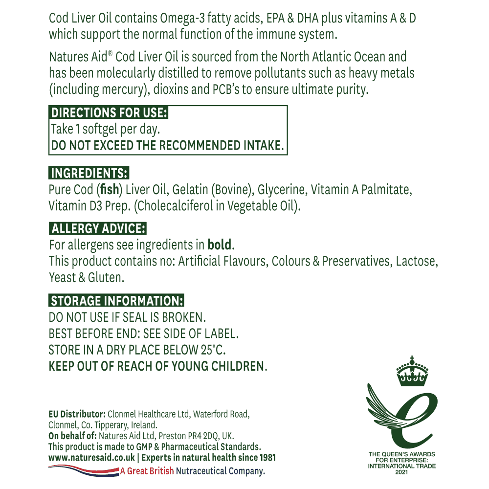 Cod Liver Oil 1000mg (High Strength) 180s