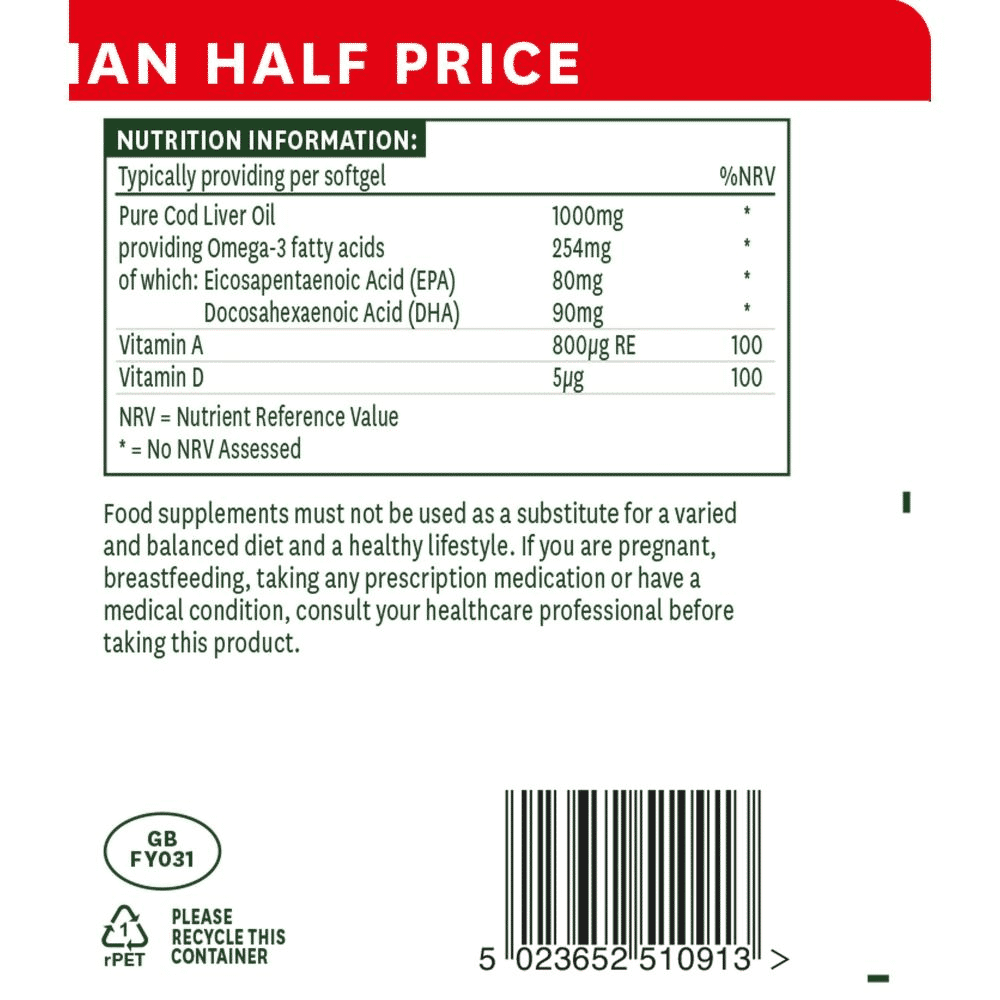 Cod Liver Oil 1000mg (High Strength) 90s