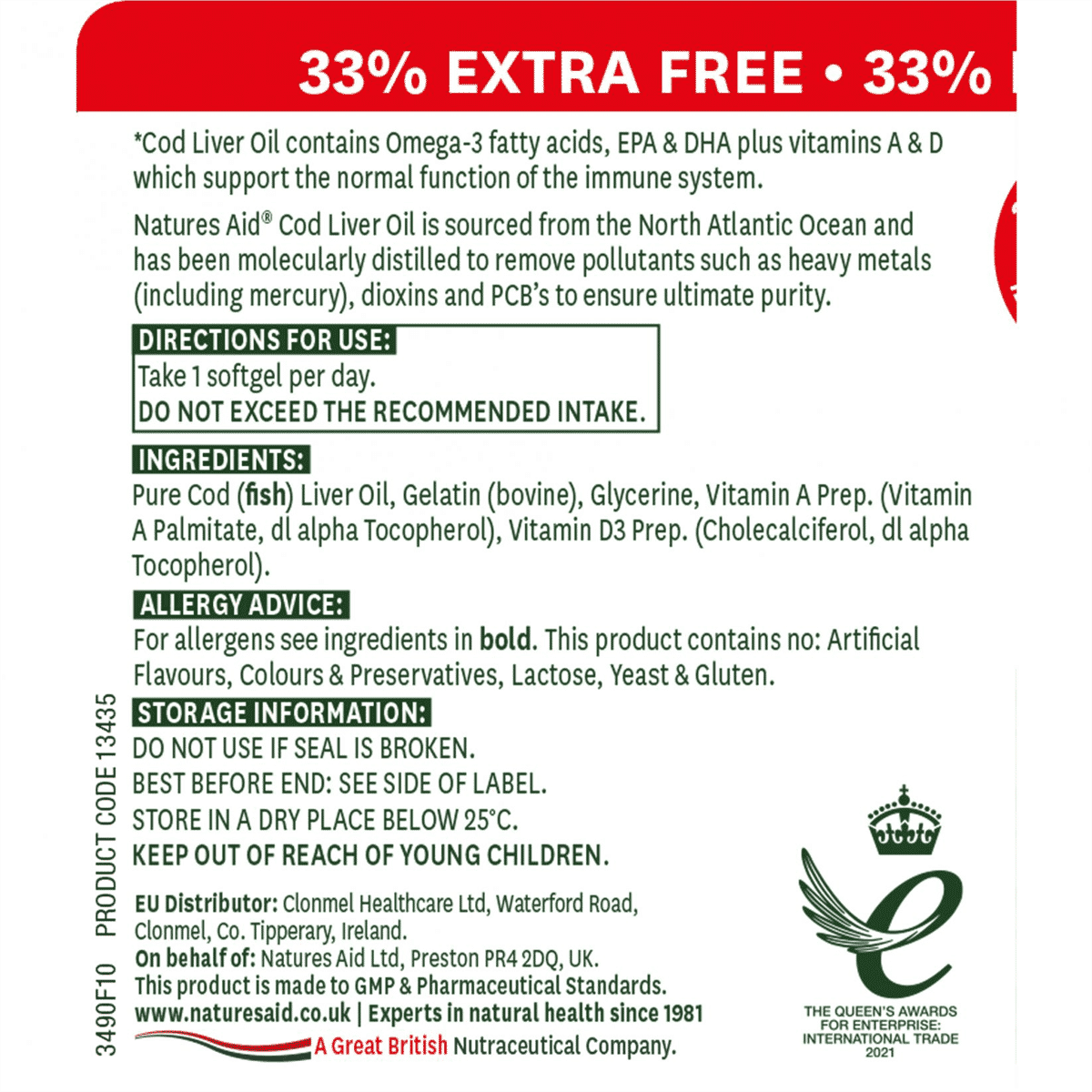 Cod Liver Oil 550mg (Omega-3 140mg) 120s