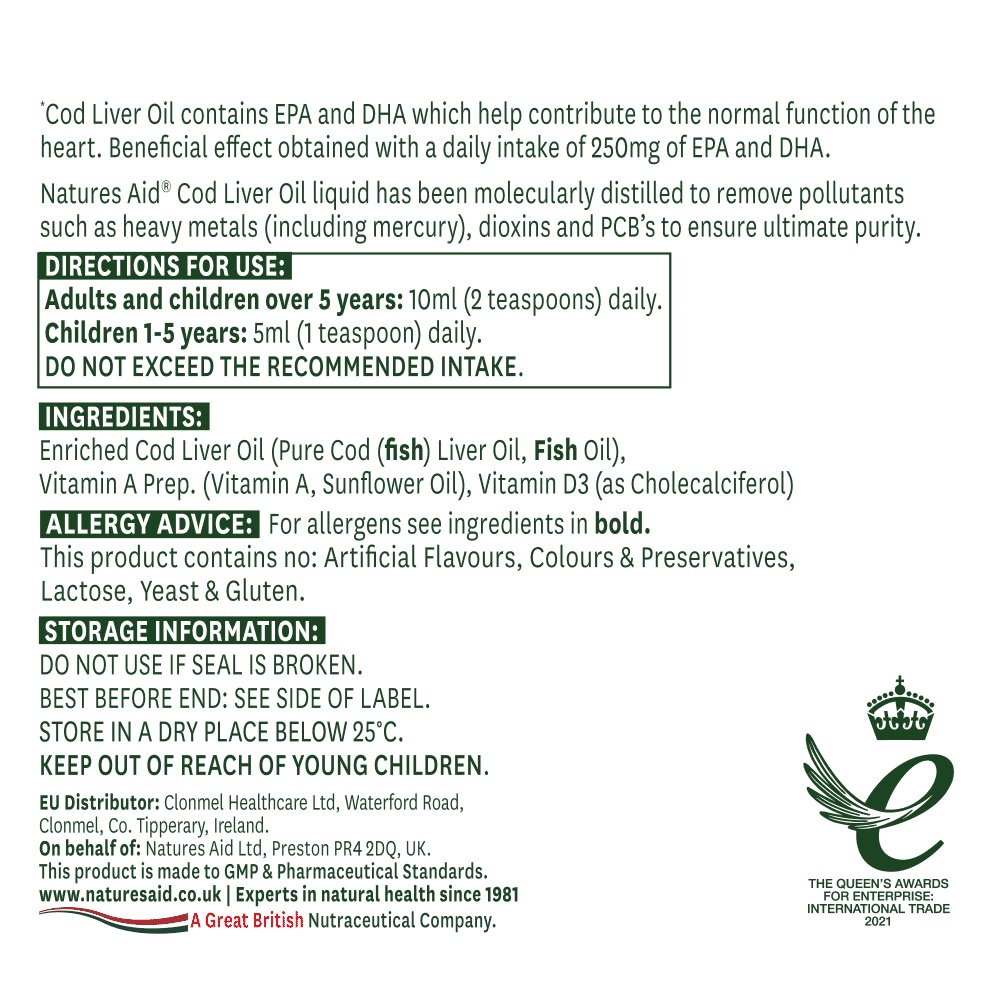 Cod Liver Oil Plus Omega-3 Fish Oil 500ml