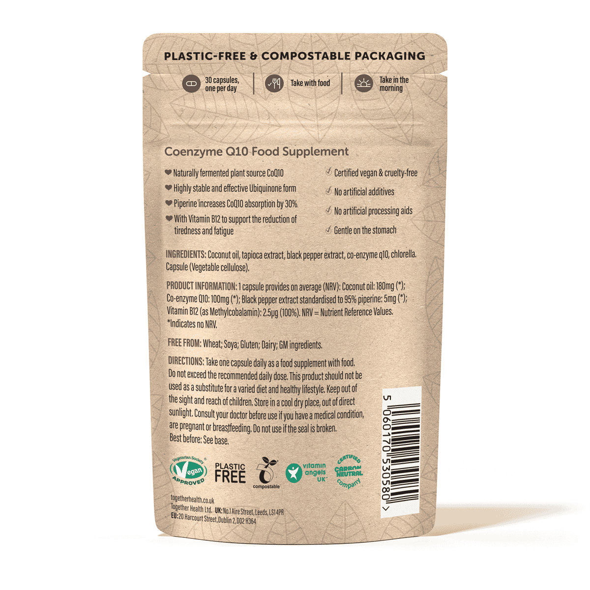 CoEnzyme Q10 Natural Fermented Plant Source 30s