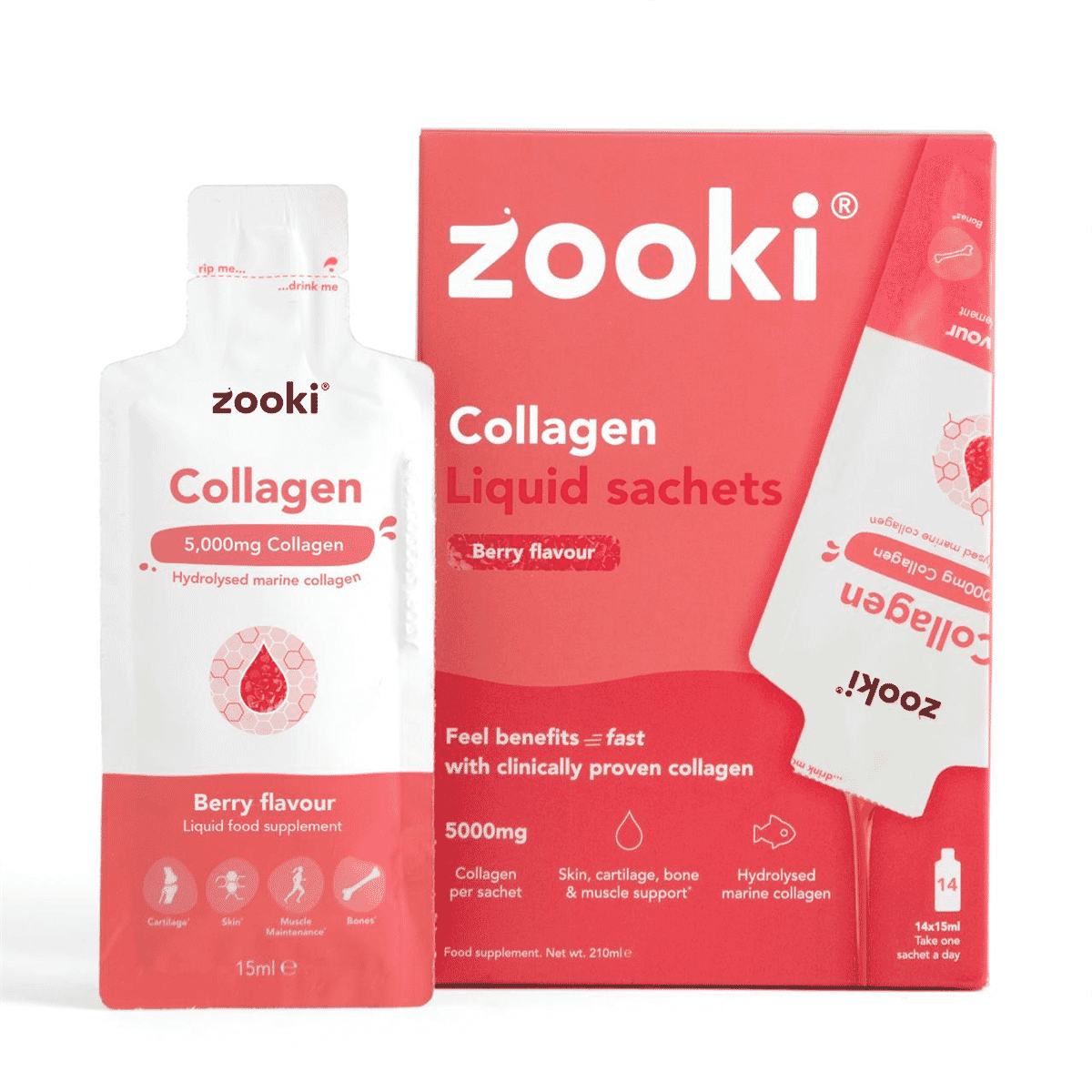 Collagen Liquid Sachets Berry Flavour 5,000mg 14x15ml CASE