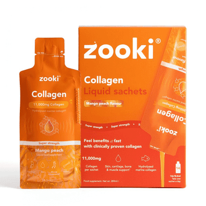 Collagen Liquid Sachets Mango Peach Flavour Super Strength 11,000mg 14x18.5ml Sachets CASE