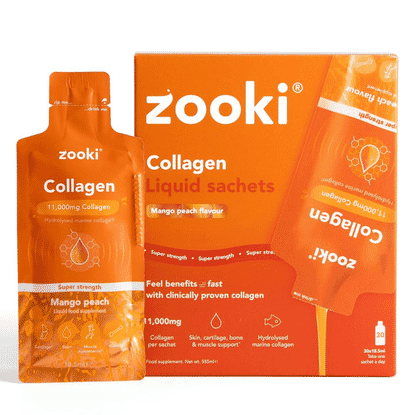 Collagen Liquid Sachets Mango Peach Flavour Super Strength 11,000mg 30x18.5ml Sachets CASE