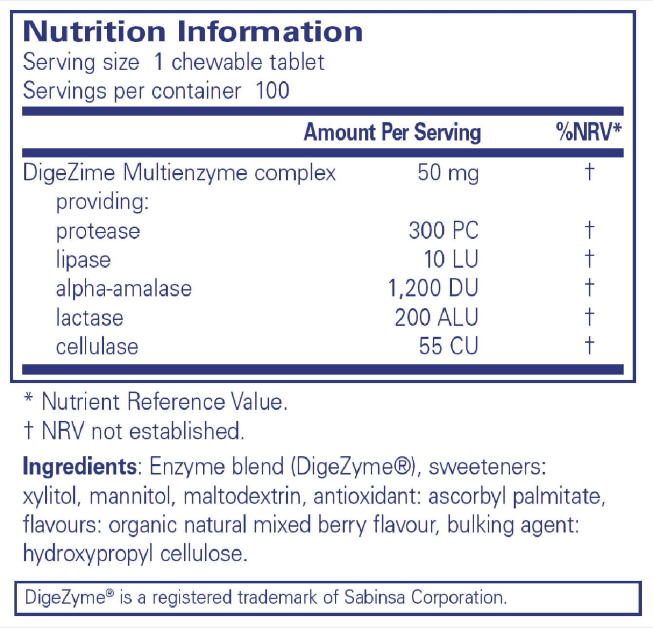 Digestive Enzymes Chewable 100's
