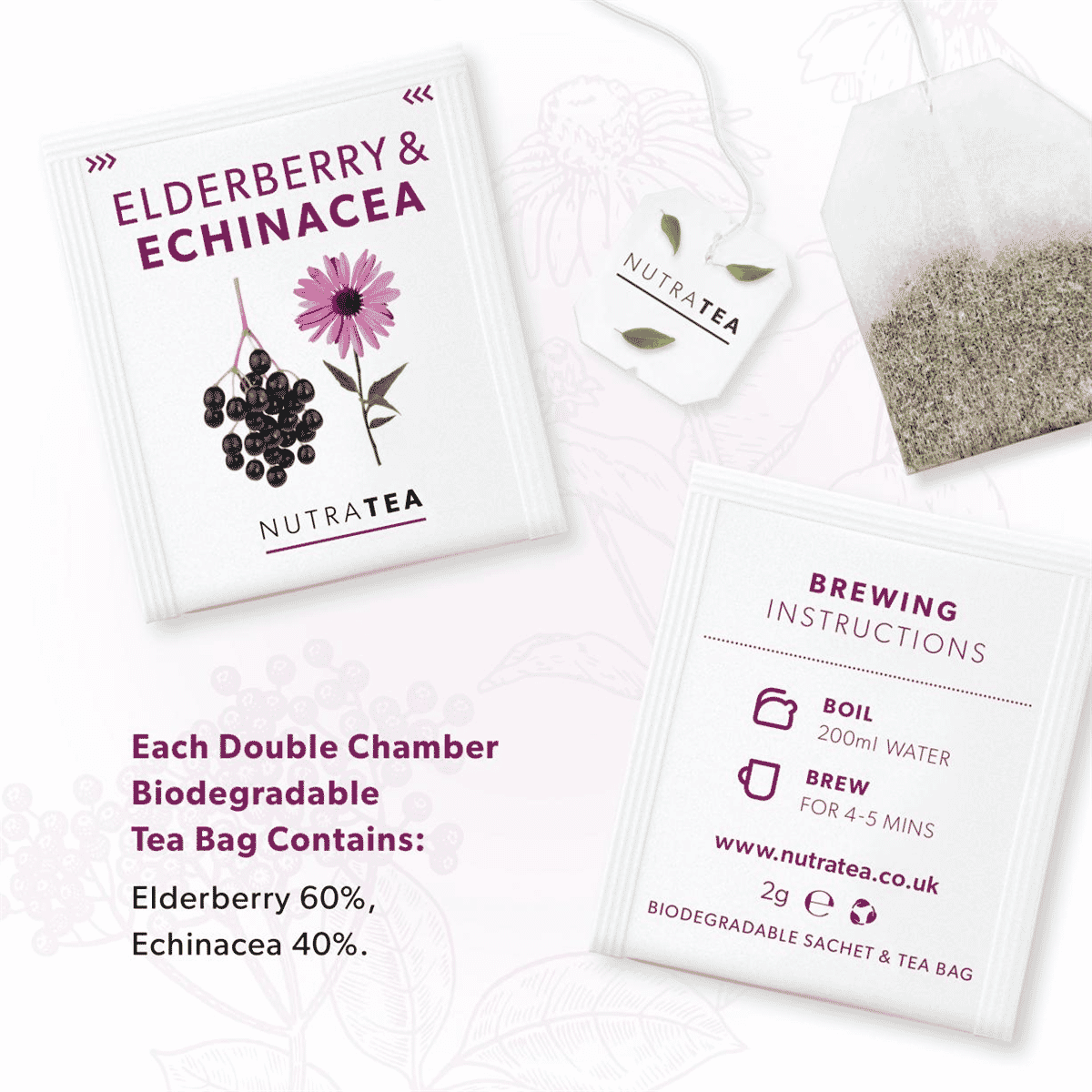 Elderberry & Echinacea Tea Bags 20 Tea Bags