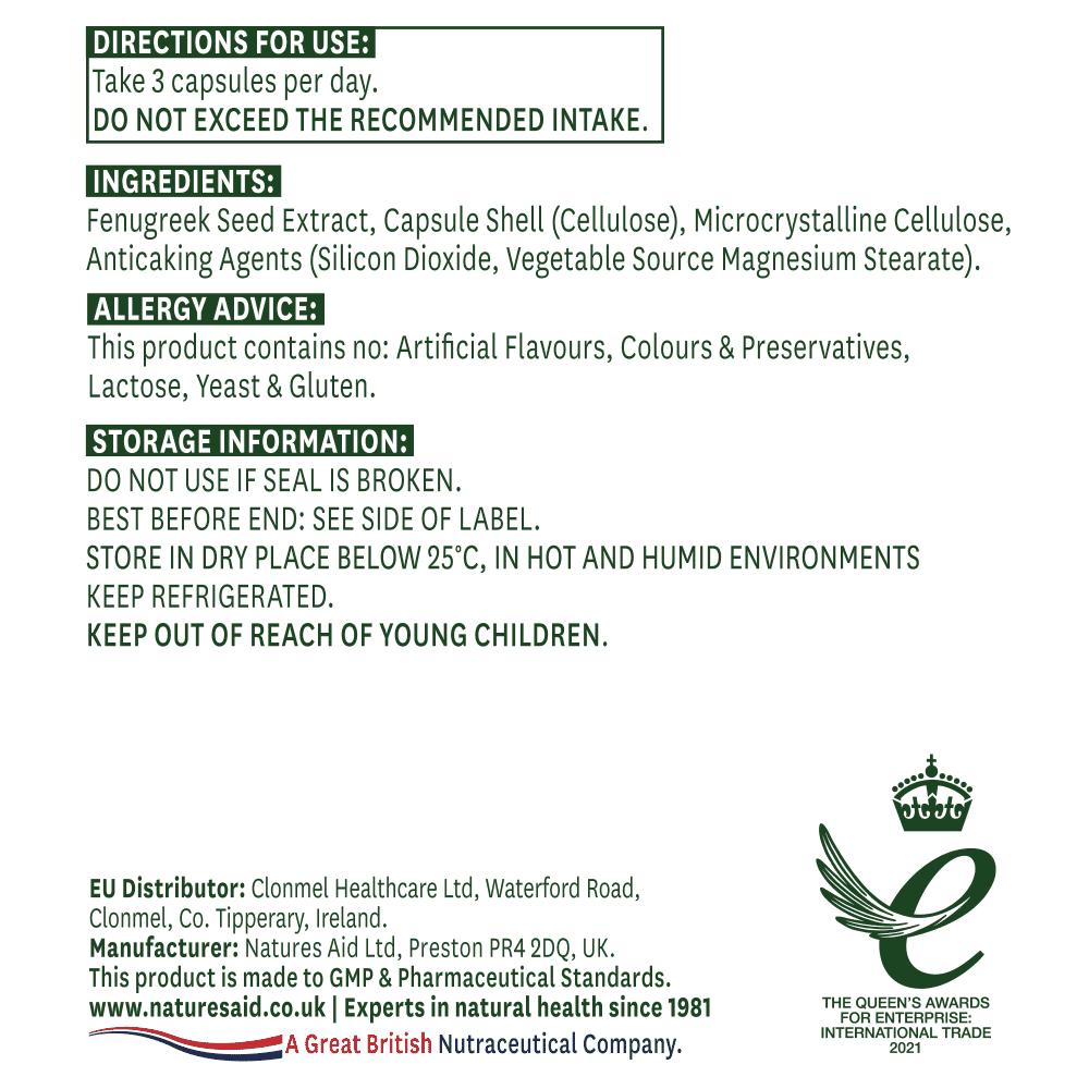 Fenugreek (Standardised) 500mg 90s