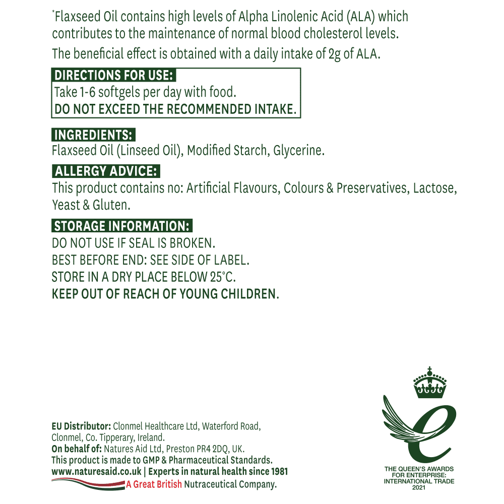 Flaxseed Oil 1000mg (Cold Pressed) 180s