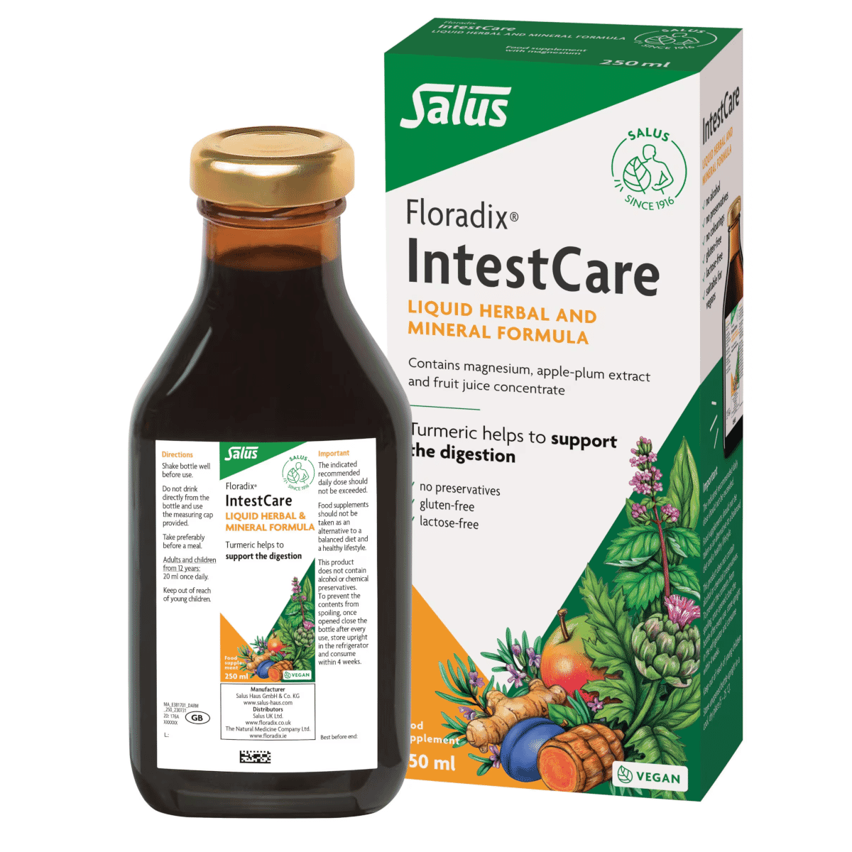 Floradix IntestCare Liquid Herbal and Mineral Formula 250ml