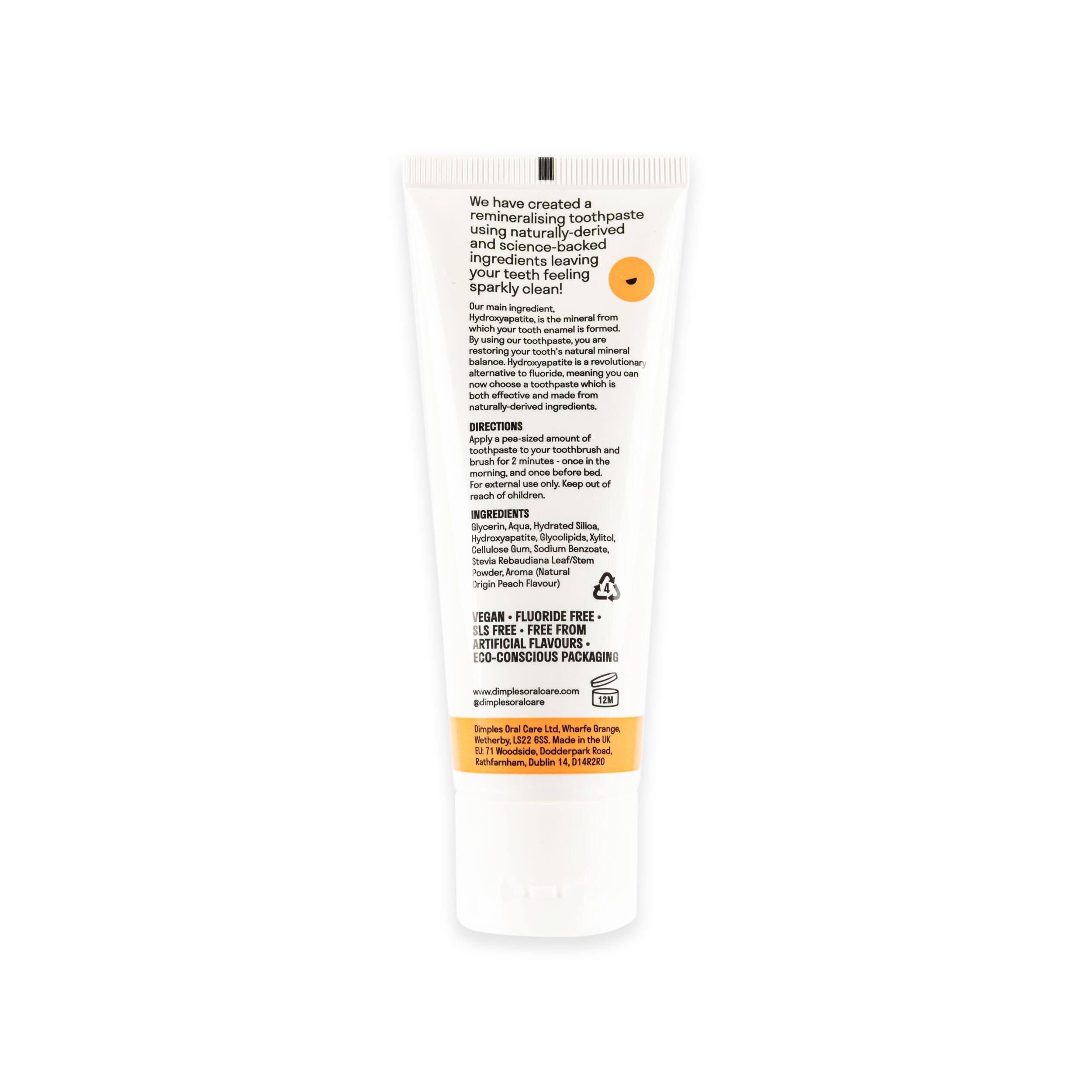 Fluoride Free Dentist Designed Toothpaste Peach 75ml