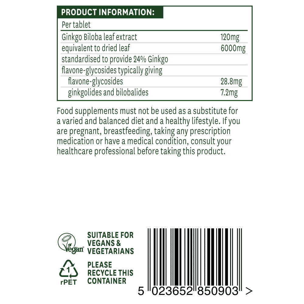 Ginkgo Biloba (Standardised) 6000mg 90s