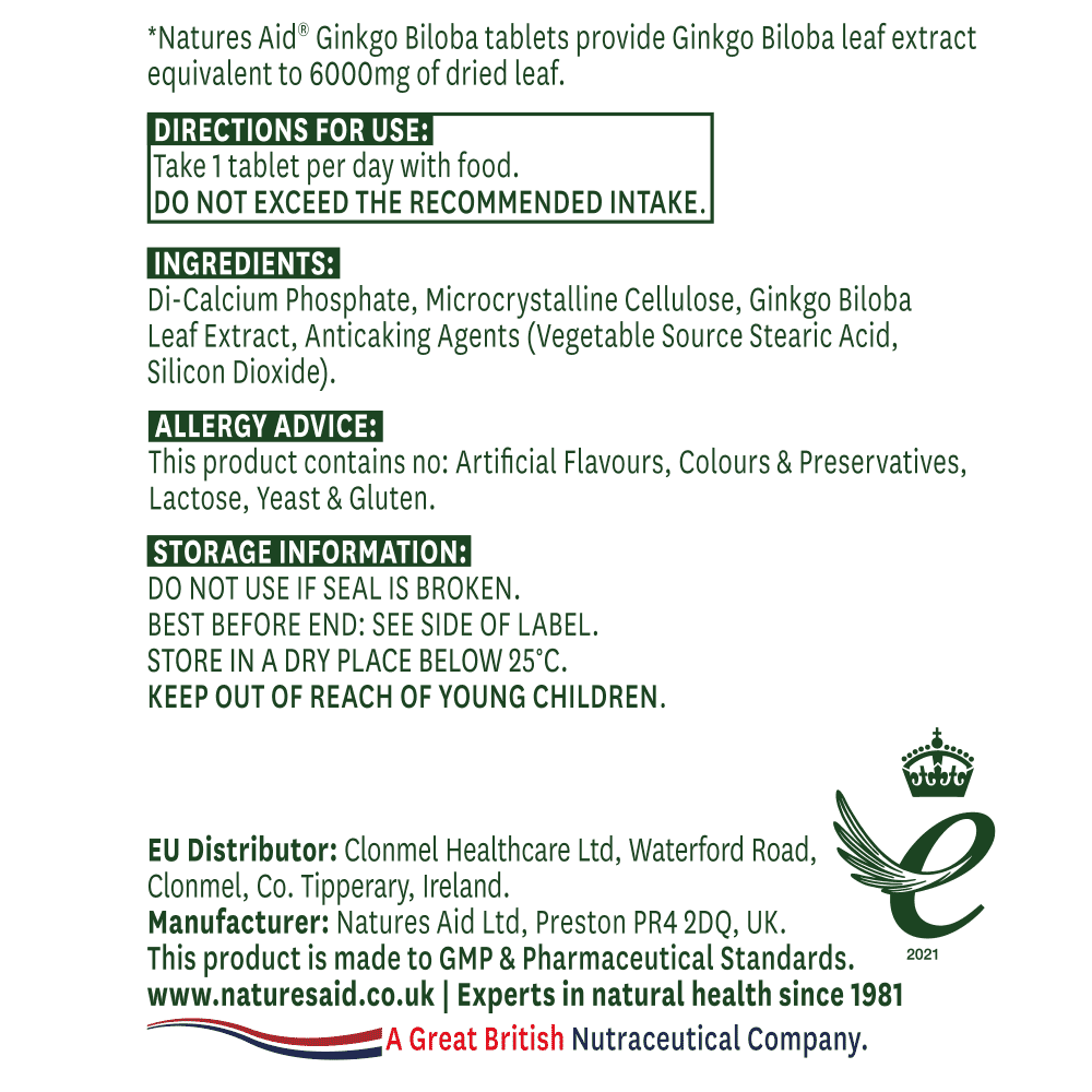 Ginkgo Biloba (Standardised) 6000mg 90s