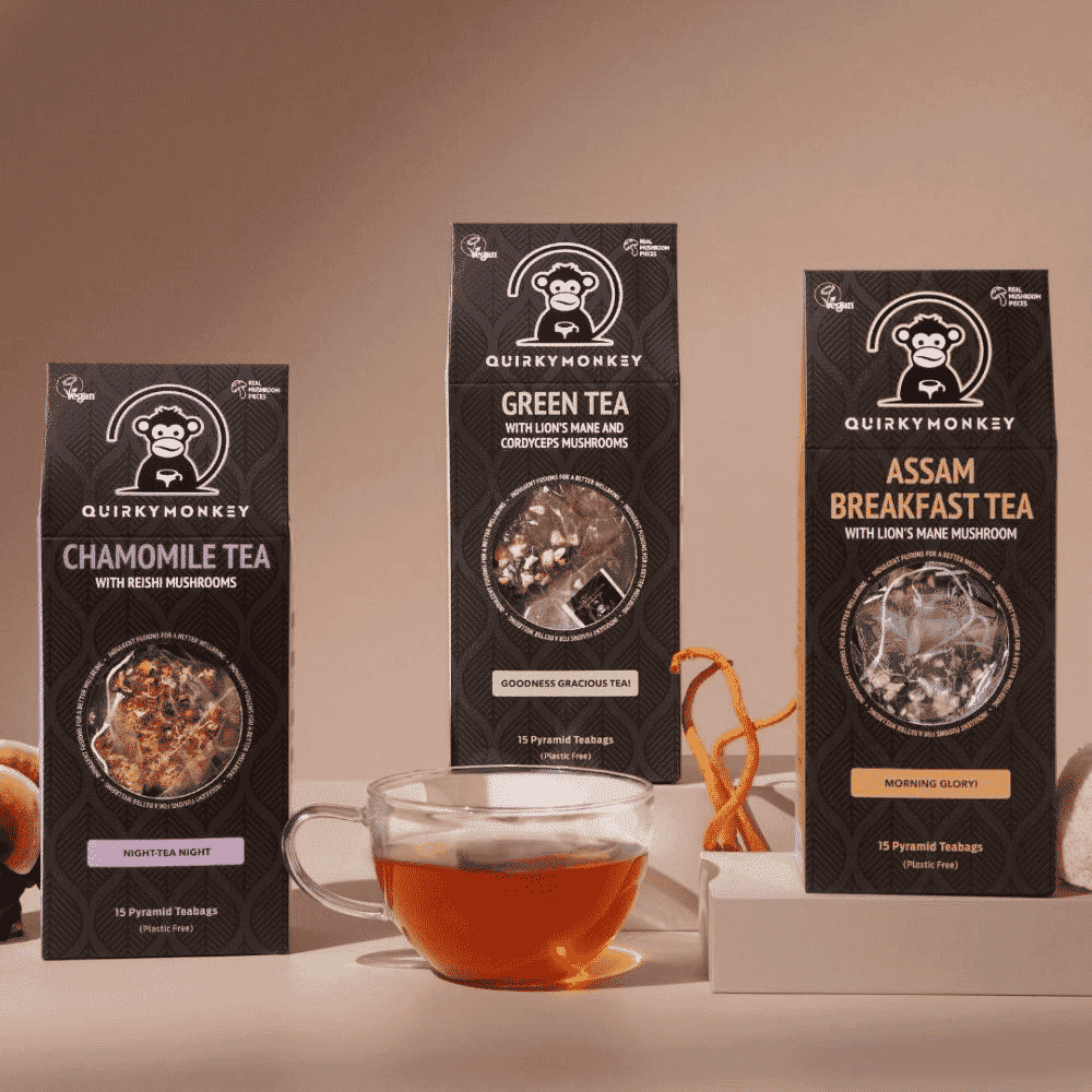 Green Tea with Lion's Mane and Cordyceps Mushrooms 15 Pyramid Teabags