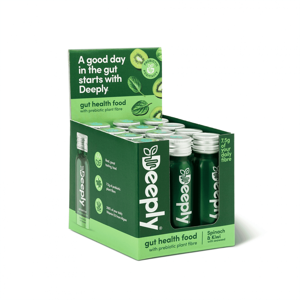 Gut Health Food Spinach & Kiwi with Seaweed 12x65ml CASE