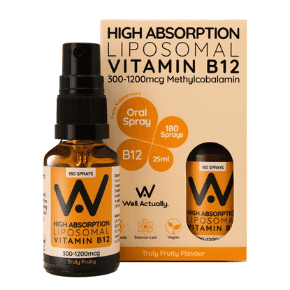 High Absorption Liposomal Vitamin B12 300-1200mcg Methylcobalamin Oral Spray Truly Fruity Flavour 25ml