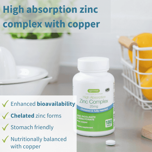 High Absorption Zinc Complex 25mg 180s