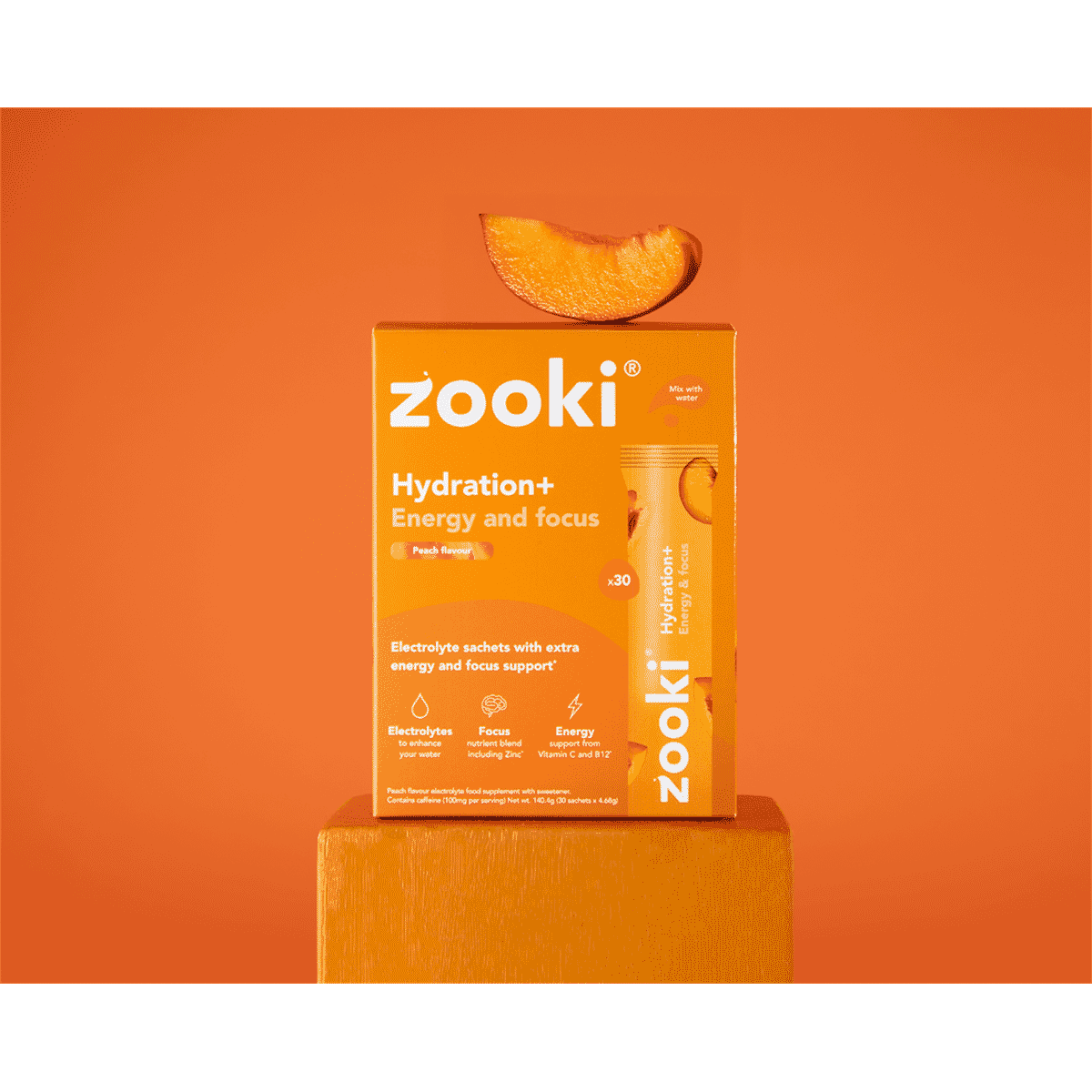 Hydration+ Energy and Focus Peach Flavour 30 Sachets