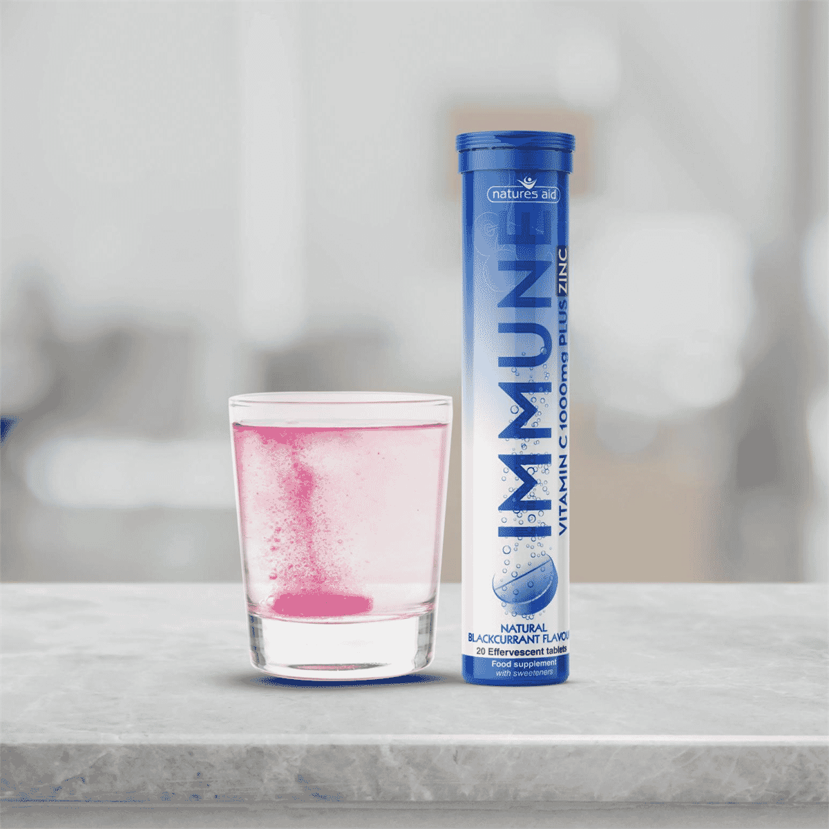 Immune Vitamin C 1000mg Plus Zinc Natural Blackcurrant Flavour Effervescent 20s