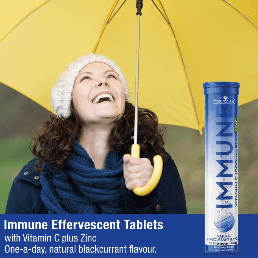 Immune Vitamin C 1000mg Plus Zinc Natural Blackcurrant Flavour Effervescent 20s