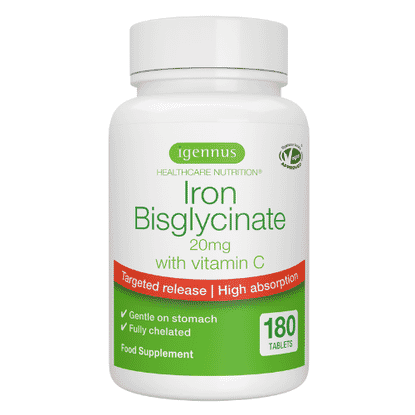 Iron Bisglycinate 20mg with Vitamin C 180s